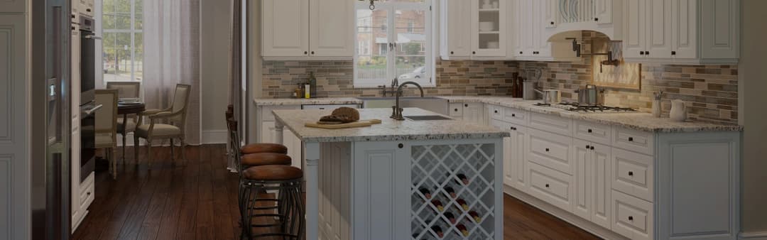 Modern kitchen with white cabinets